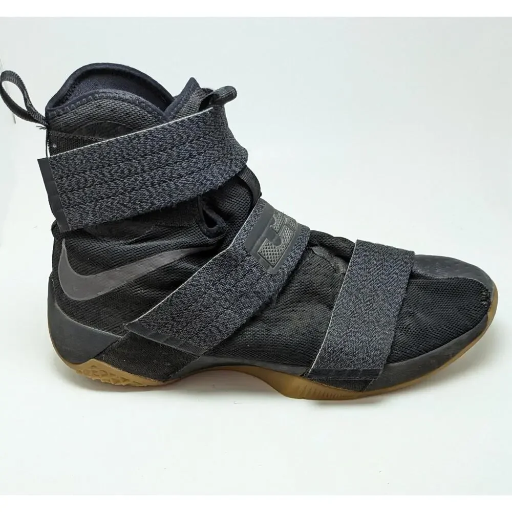 Mens Nike LeBron Soldier 10 SFG Black‎ Gum Basketball Shoes 844378-009 Size 15